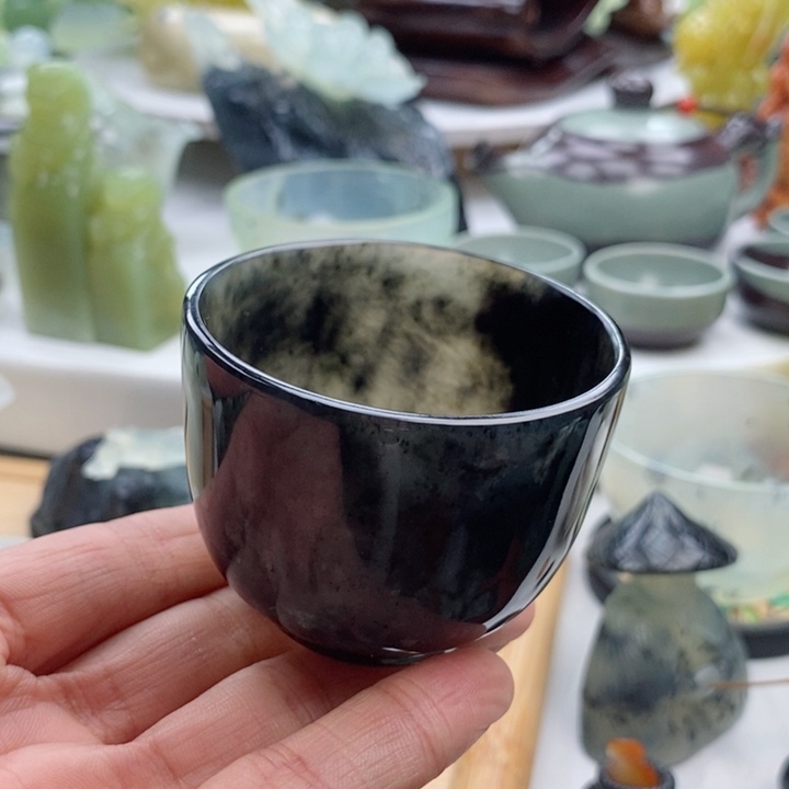 岫玉四大名玉茶杯90毫升微瑕未镶嵌