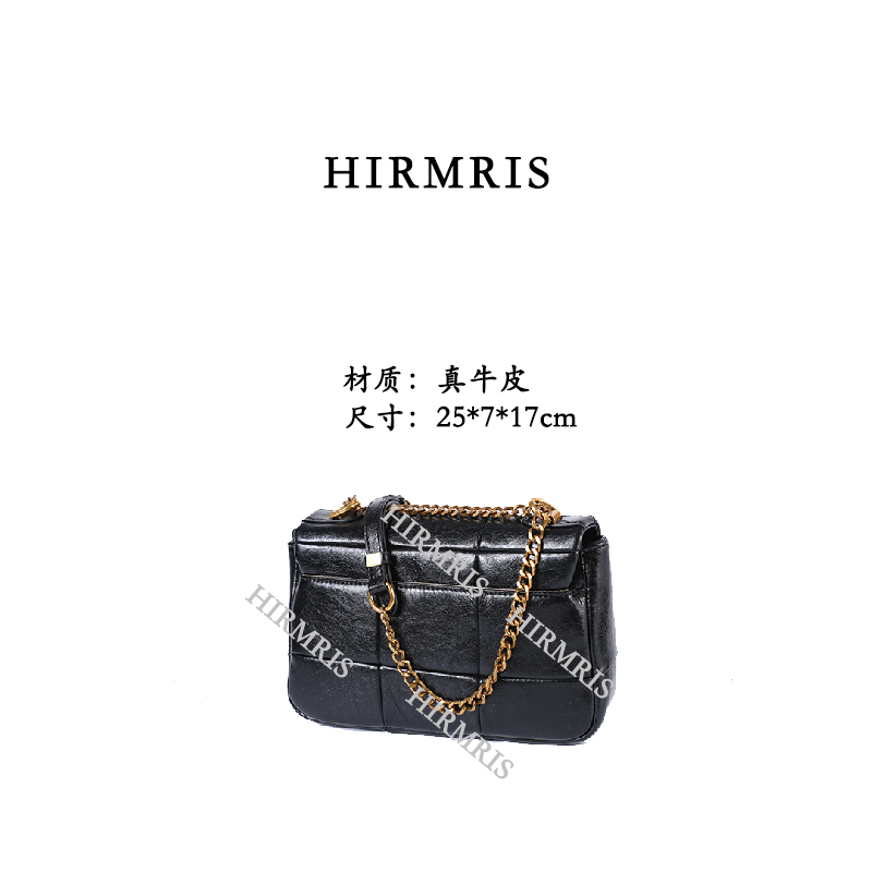 HIRMRIS手工真皮包550578-黑 方格阳黑色