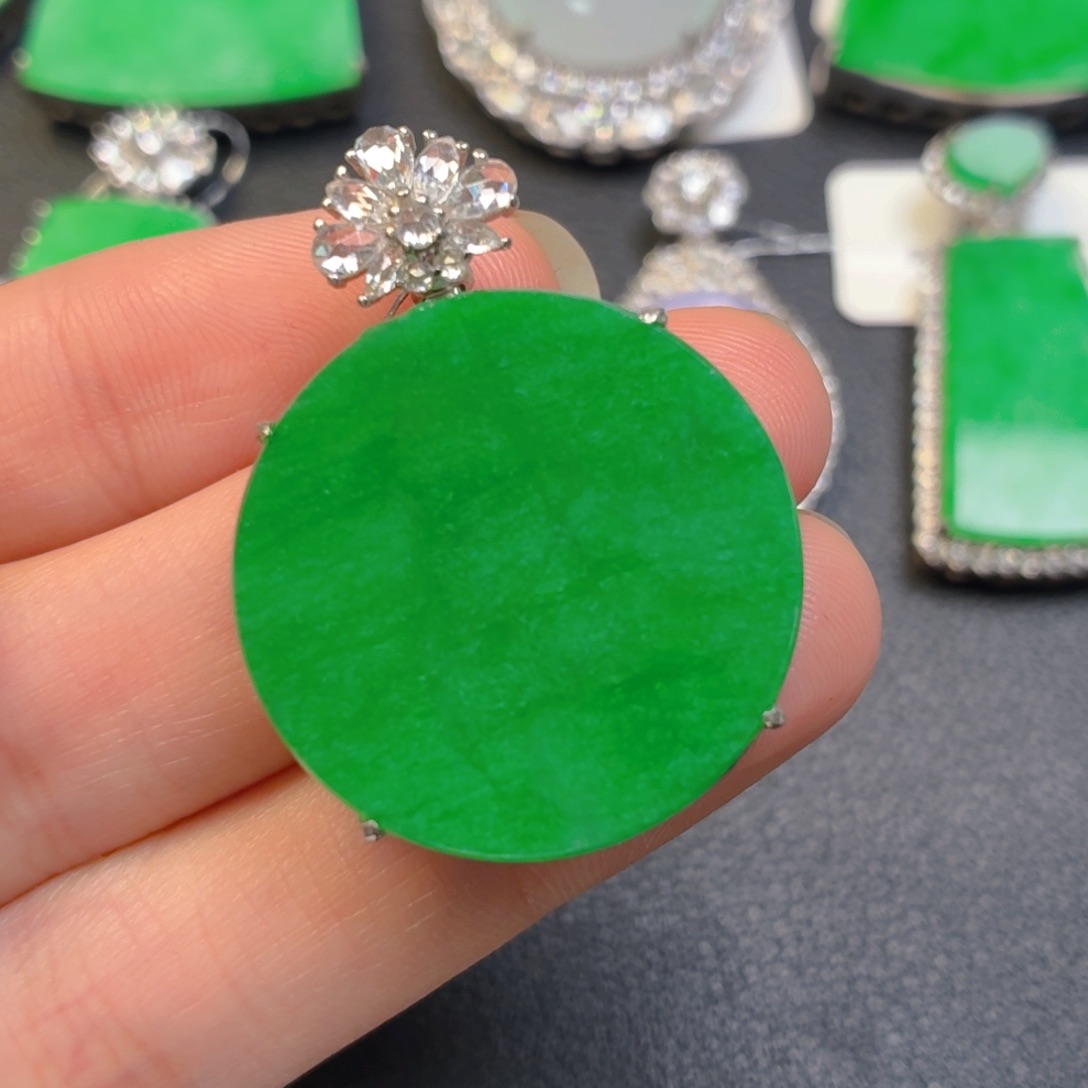 我***涛翡翠银S925镶嵌吊坠(不含链)