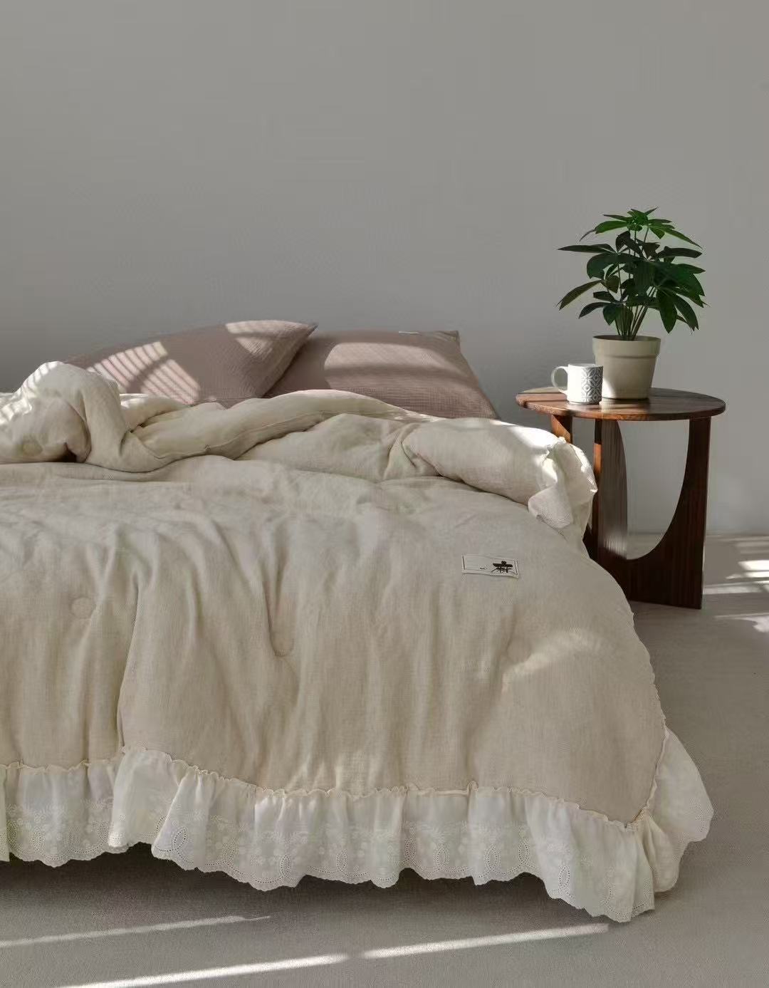 汉麻色织轻奢款200*230棉麻一体被大豆原棉维夏被 利艾