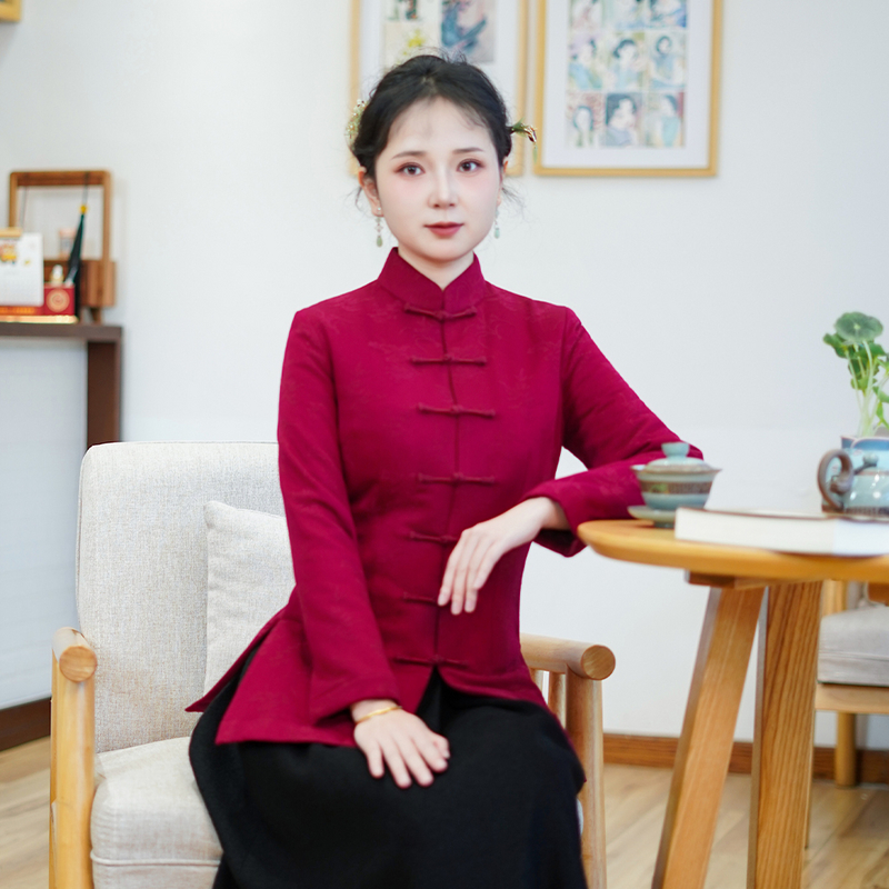 筠雅冬季新款加厚夹棉新中式国风上衣民国复古唐装女装棉衣25J495