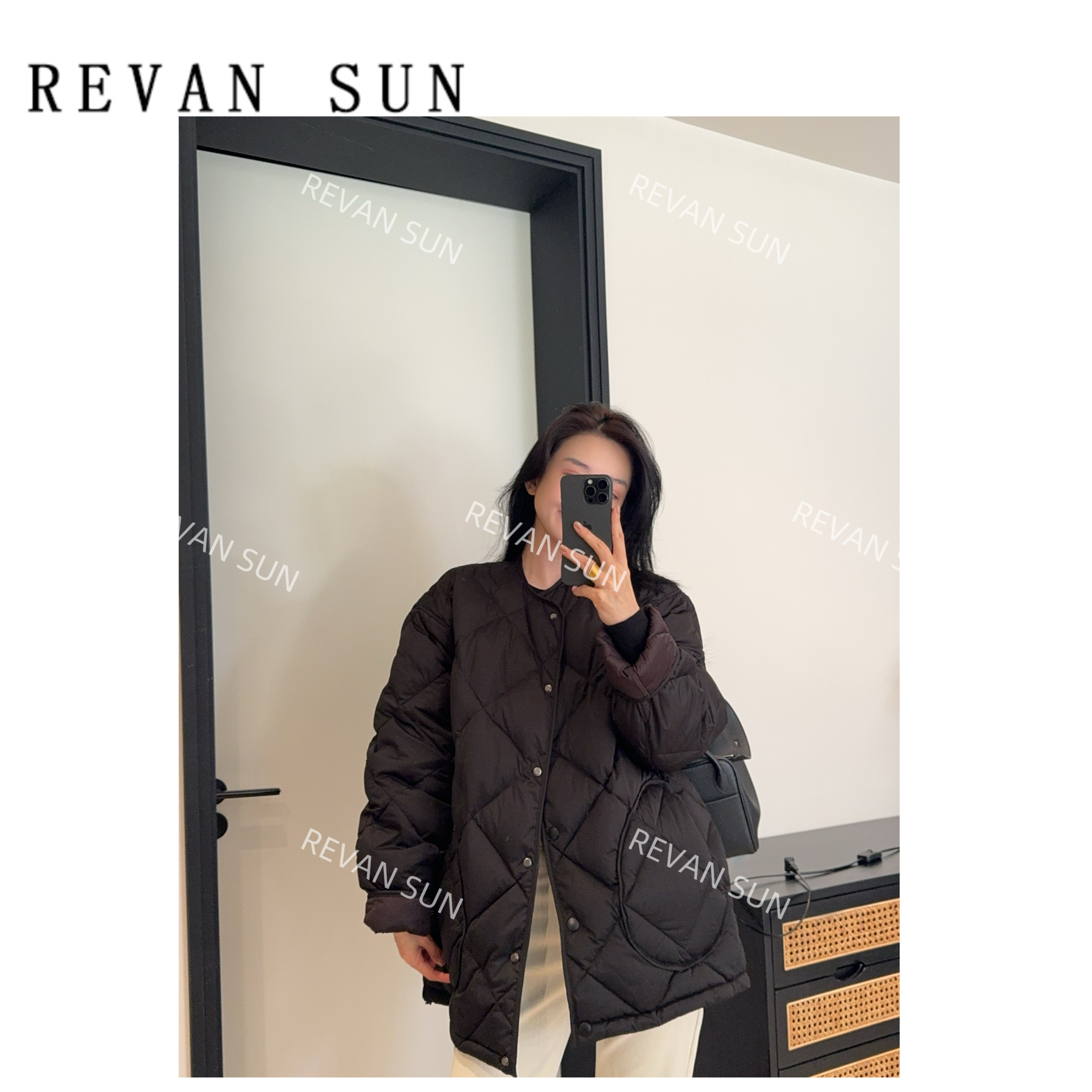 REVANSUN-大骨架穿搭 菱格双面穿羽绒服1100