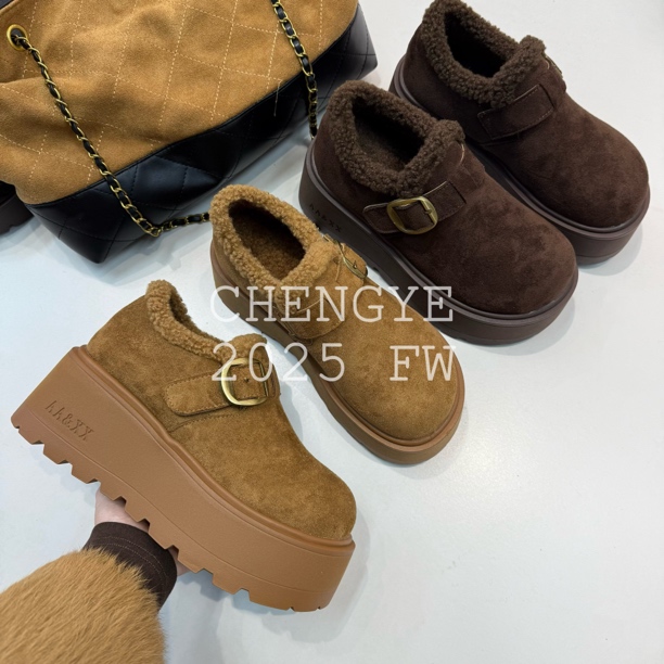 【CHENGYE】7cm-加绒磨砂勃肯鞋2025新款舒适百搭懒人鞋一脚蹬