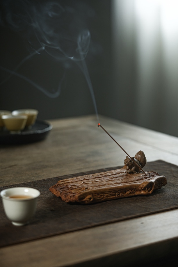 【知守.茶器】松鼠栖木雅韵紫砂香插