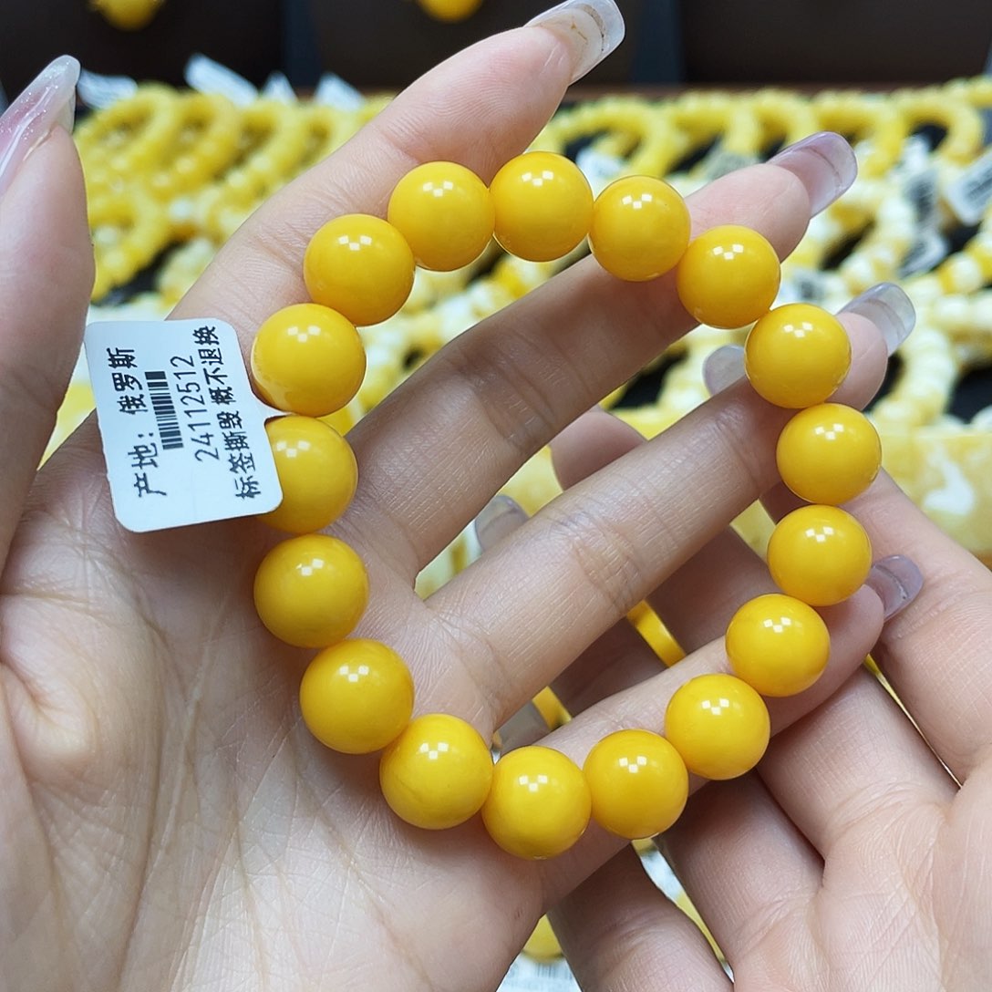 蜜蜡裸石未镶嵌圆珠手串11.5➕mm福利