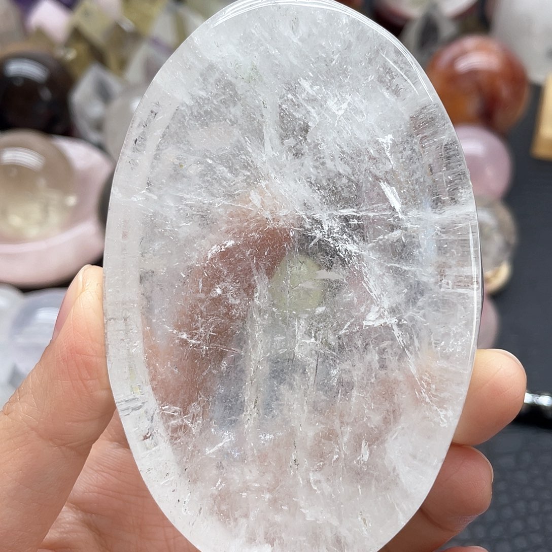 珠宝半成品未镶嵌水晶86白水晶盘底座无裂