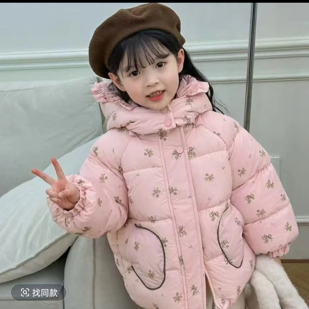 女童棉服2024新款洋气时髦冬季立体花朵儿童棉衣冬装外套