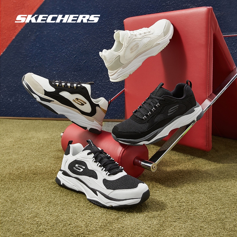Skechers斯凯奇秋复古老爹鞋跑步鞋男透气缓震黑白运动鞋8790160