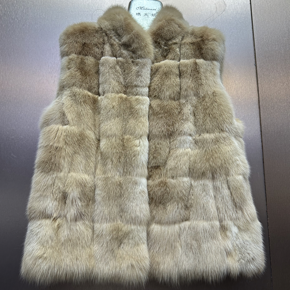 紫紫马甲皮草大衣外套立领