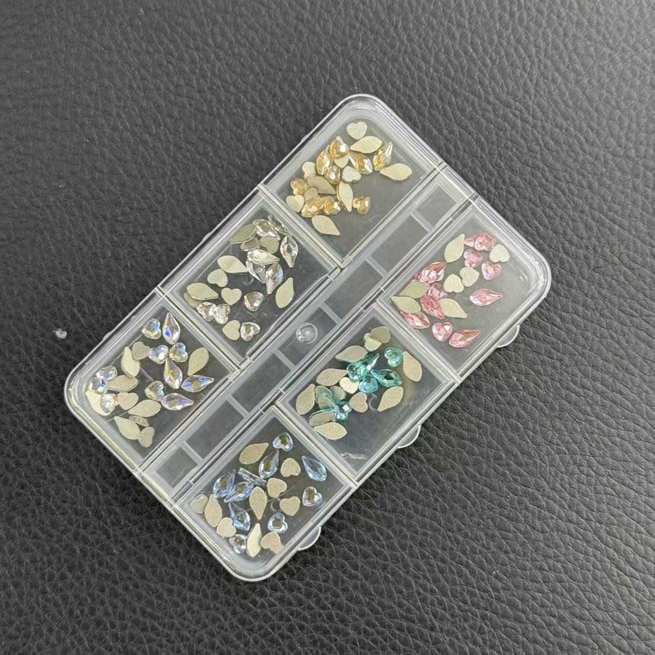 【马上制造局】6宫格冰晶蝴蝶花瓣爱心美甲饰品diy饰品