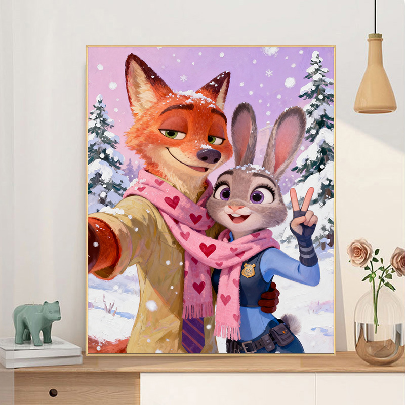 疯狂动物城尼克新款diy数字油画手工礼物填充涂色客厅高质感挂画