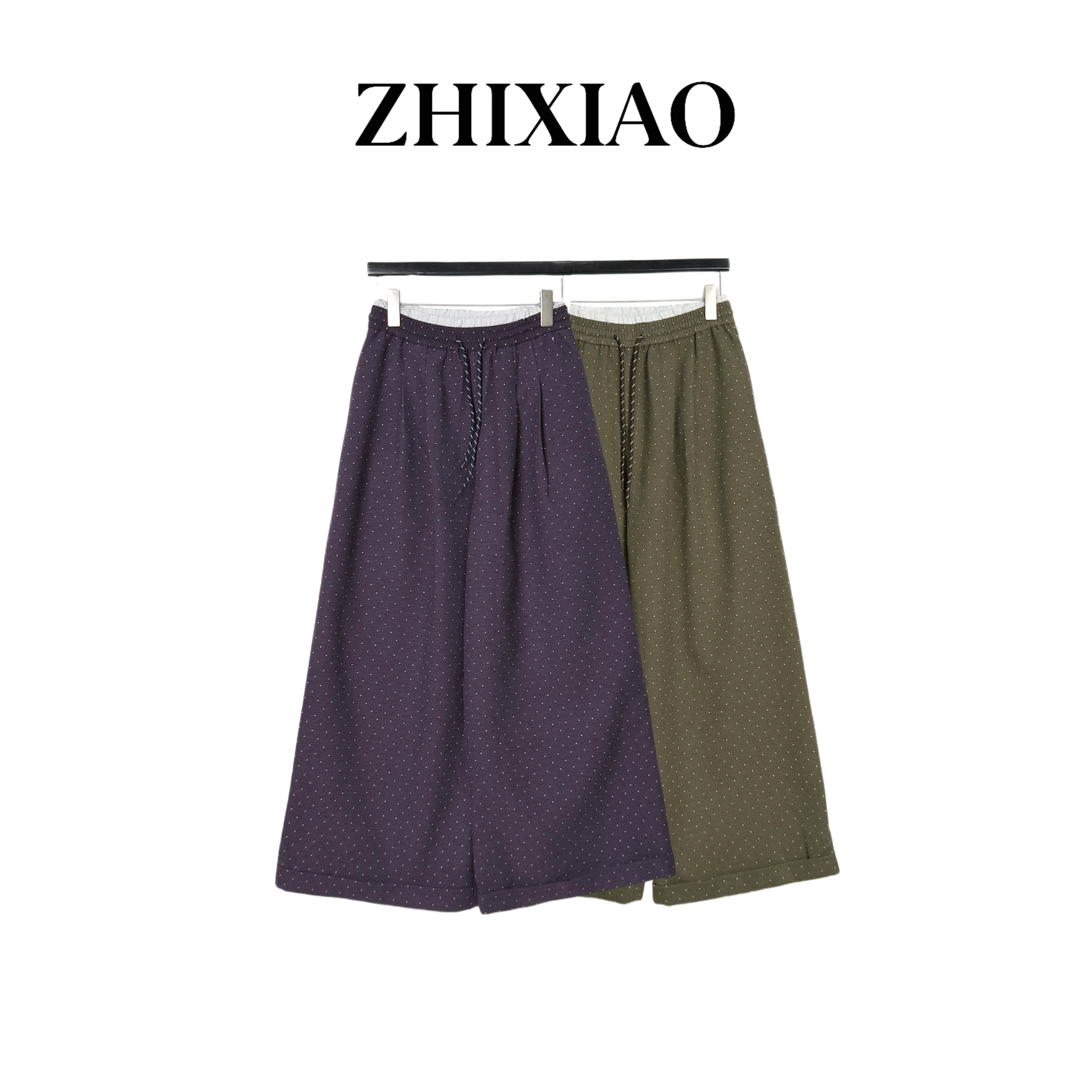 【ZHIXIAO】秋冬新款：小波点抽绳阔腿裤936923