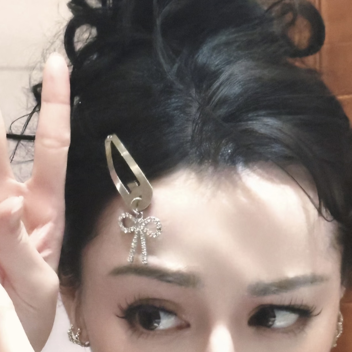 钛钢锆石吊坠 迪丽热巴同款吊坠蝴蝶结BB夹