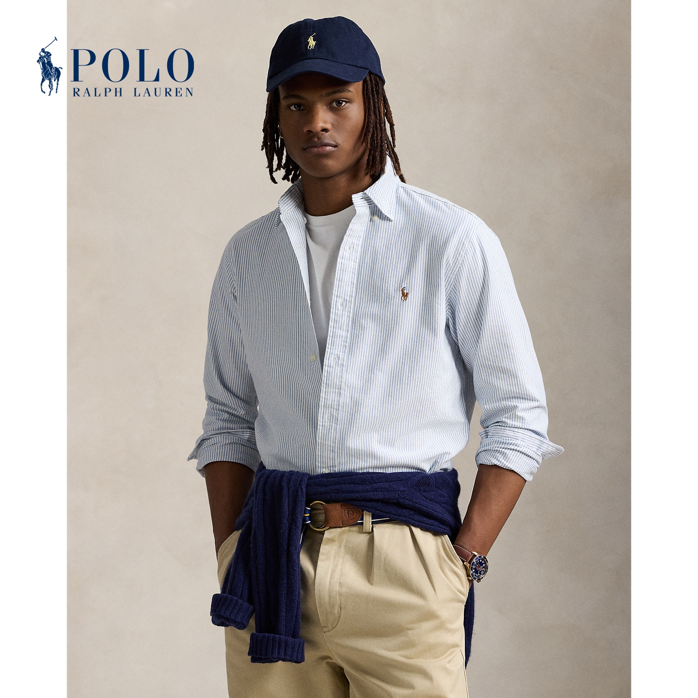 Ralph Lauren拉夫劳伦男装 25秋经典版条纹棉牛津布衬衫710942746