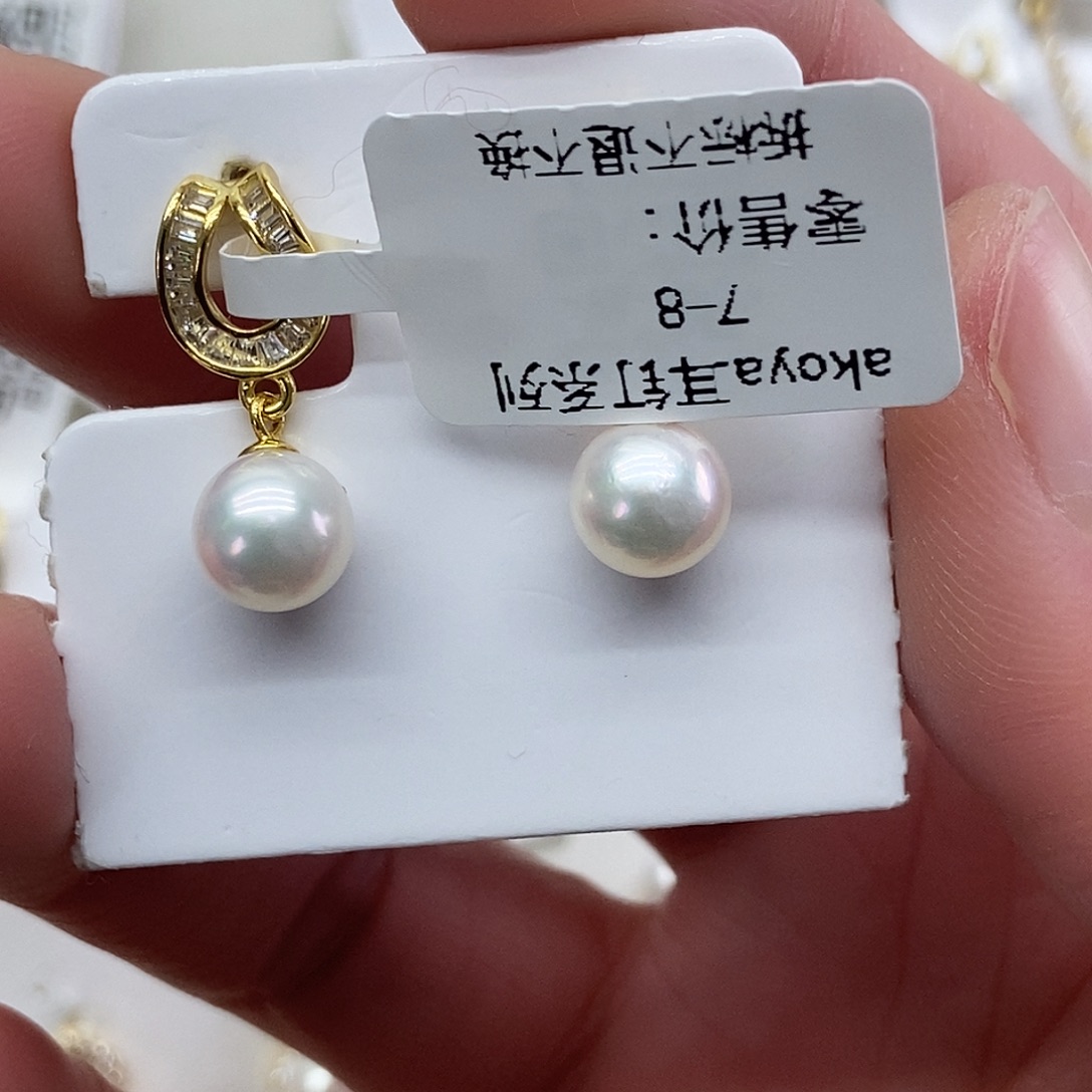 海水珍珠耳饰银S925镶嵌@@E0070