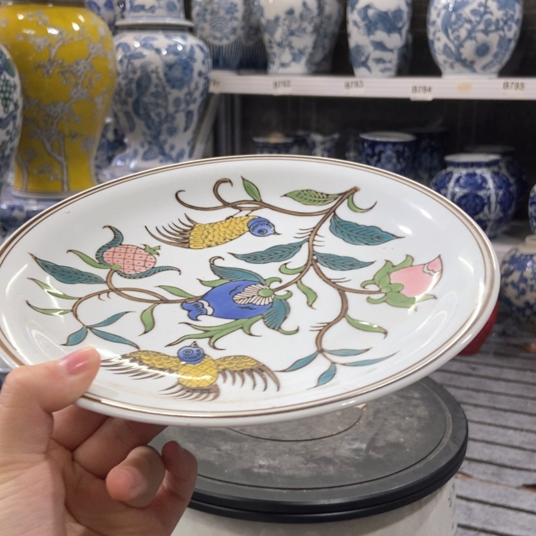 摆件花瓶手绘釉下彩