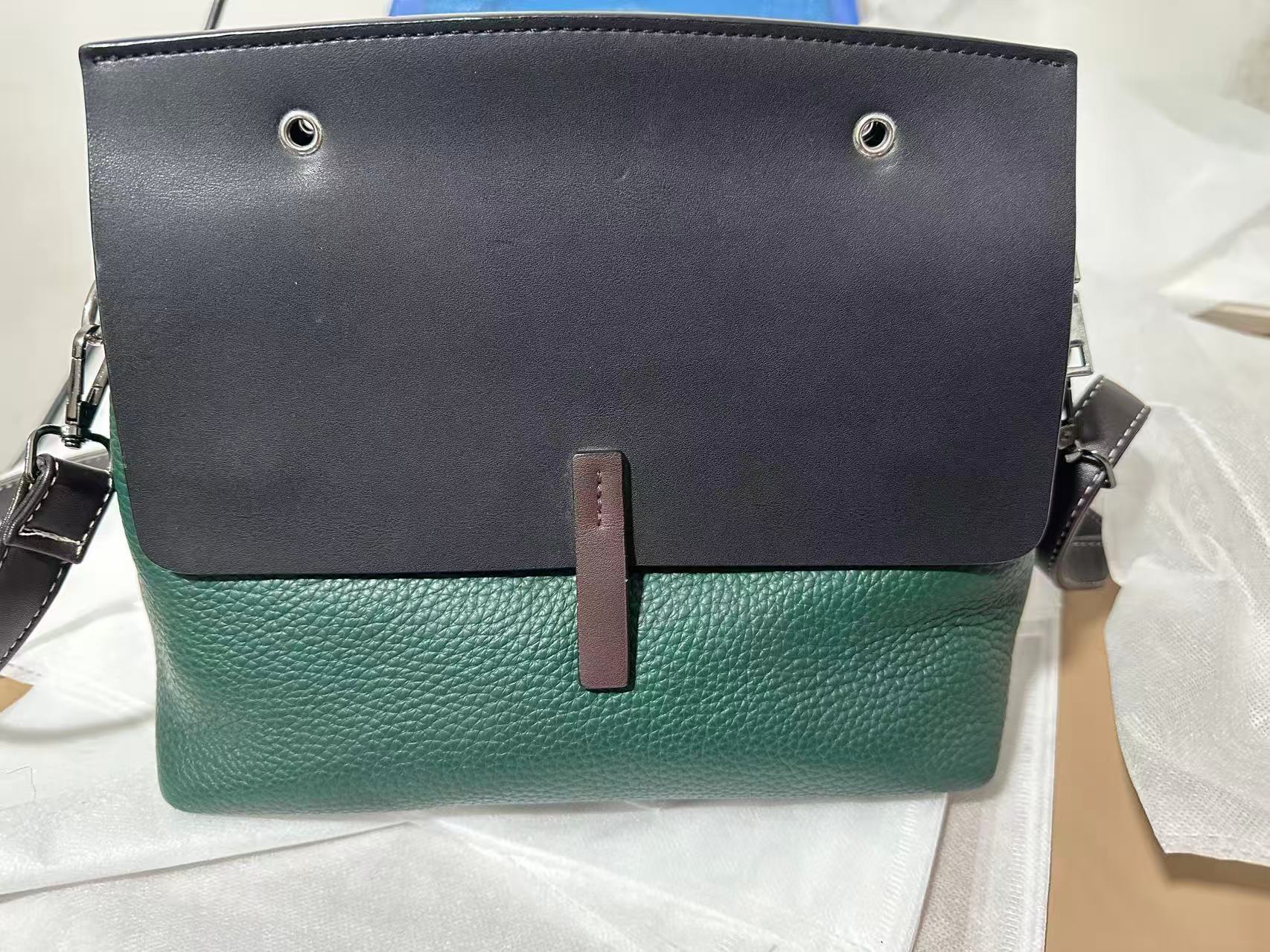 荔枝纹搭扣轻奢风防盗斜挎包双根多层款镶嵌纯色韩式