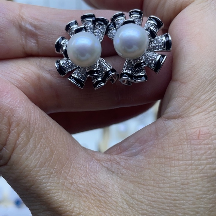 耳饰淡水珍珠银S925镶嵌