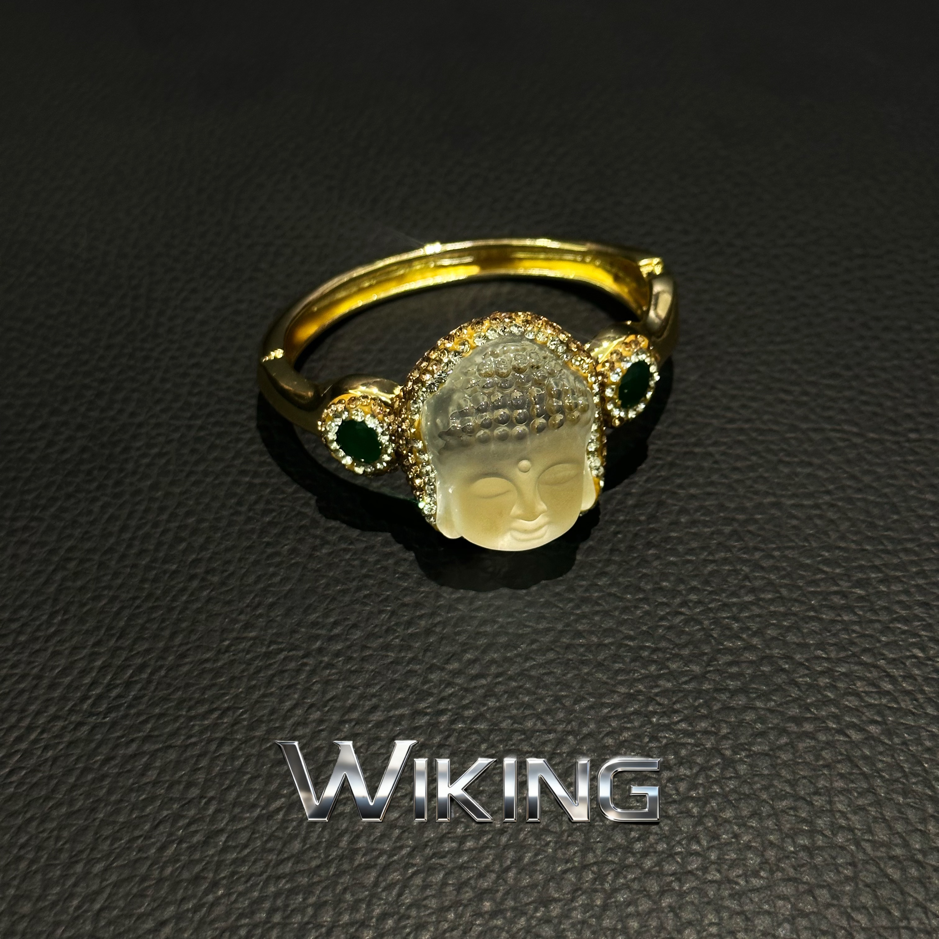 王大嘴原创 “水晶佛头”新中式奢华镶钻立体水晶佛头开口手镯A495