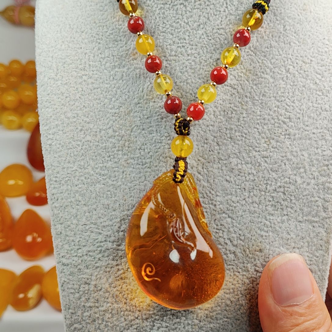 未镶嵌蜜蜡吊坠(赠链)