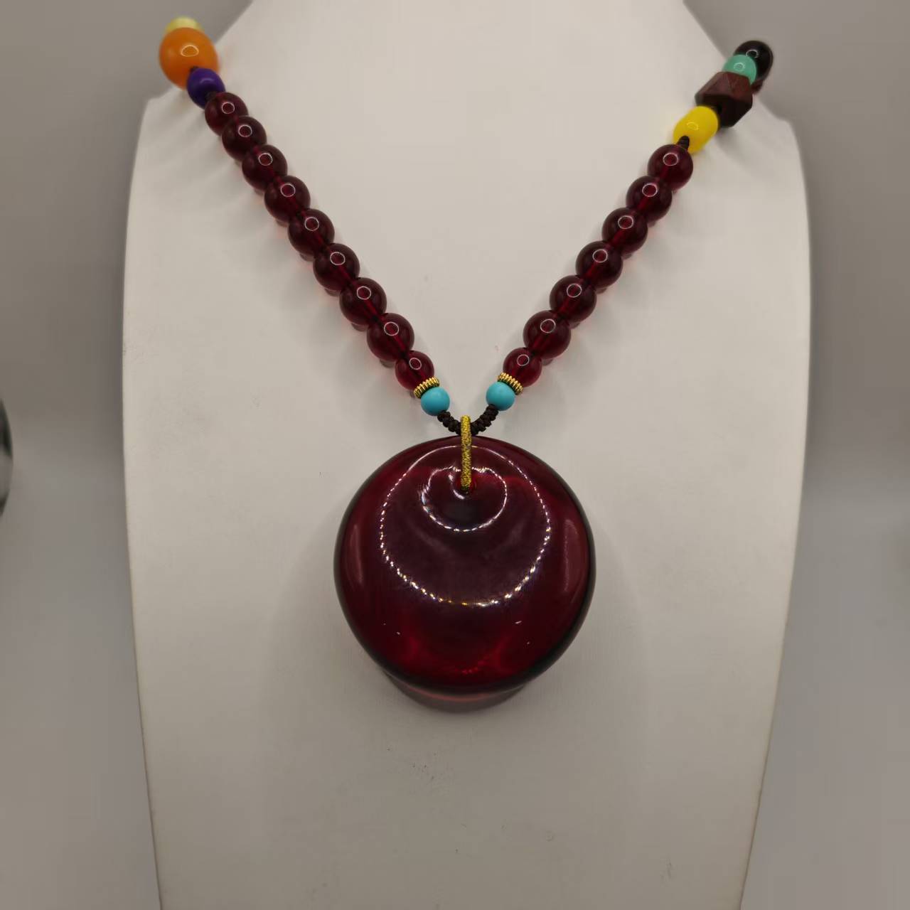 收藏款红色平安扣项链671