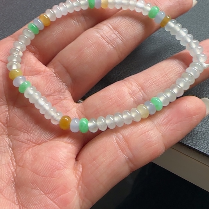 翡翠未镶嵌手链卡4.9冰鼓珠手串