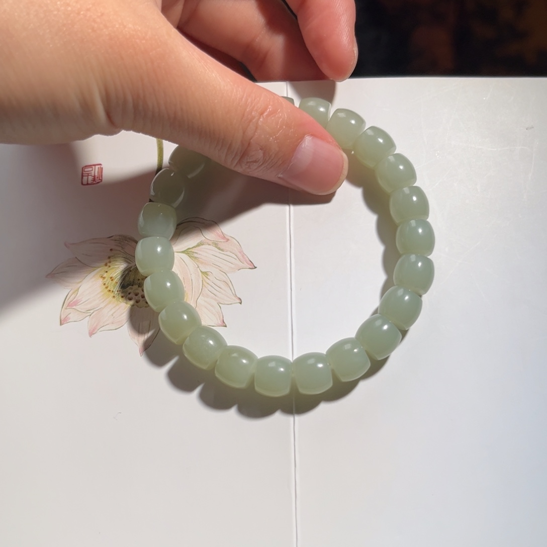 手串未镶嵌和田玉且末蓝直切9mm160