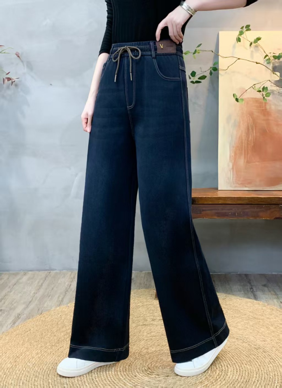 7880牛仔V冬款加绒加厚显瘦水洗软牛仔裤时尚百搭高腰直筒牛仔裤