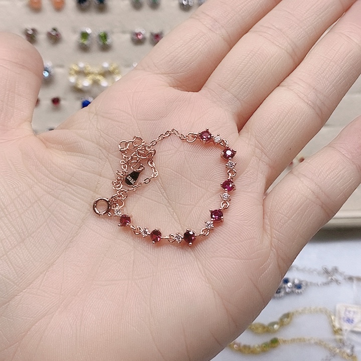 石榴石手链银S925镶嵌