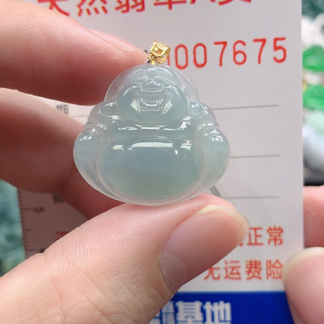 翡翠吊坠(不含链)18K金镶嵌