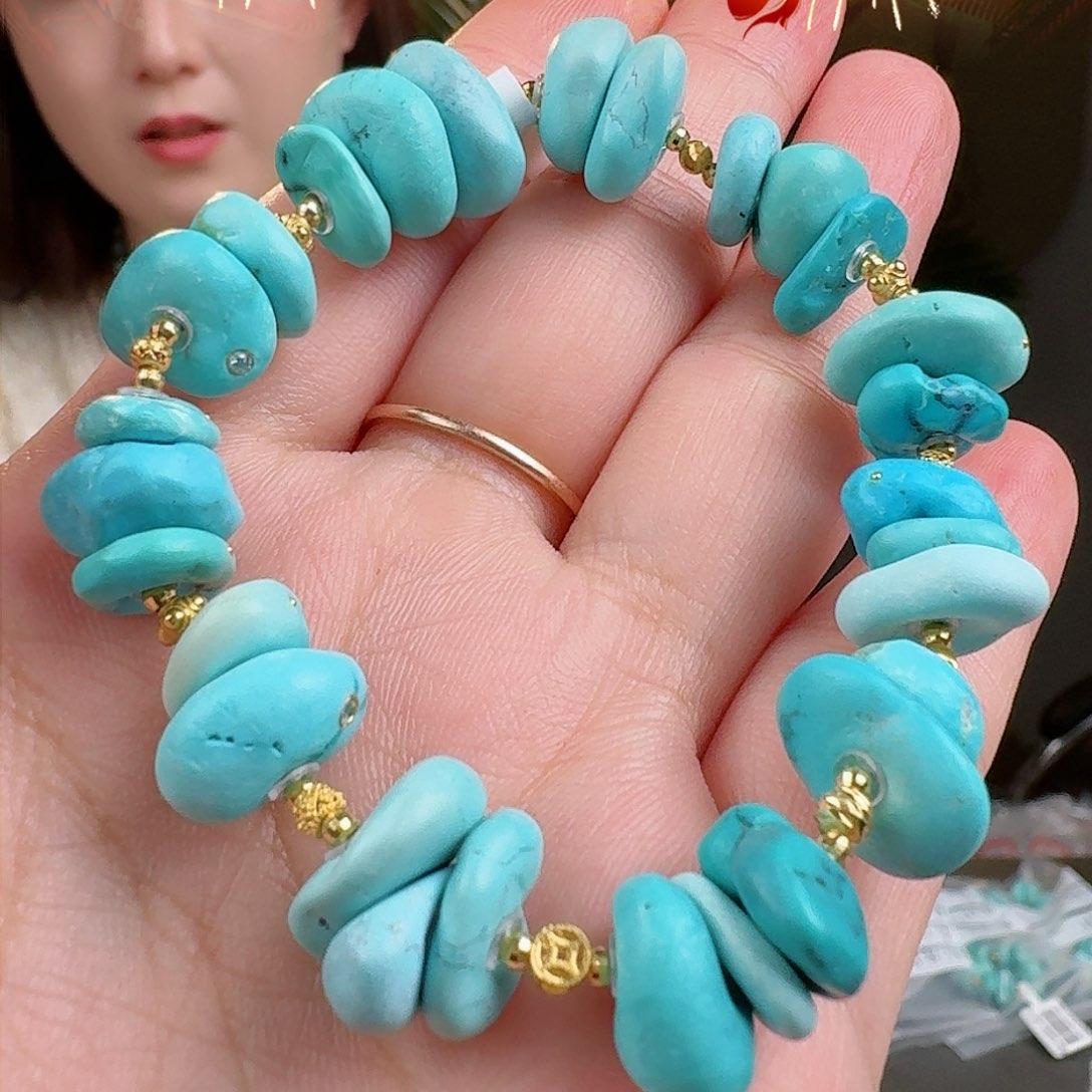 绿松石珠宝奇石18K金镶嵌