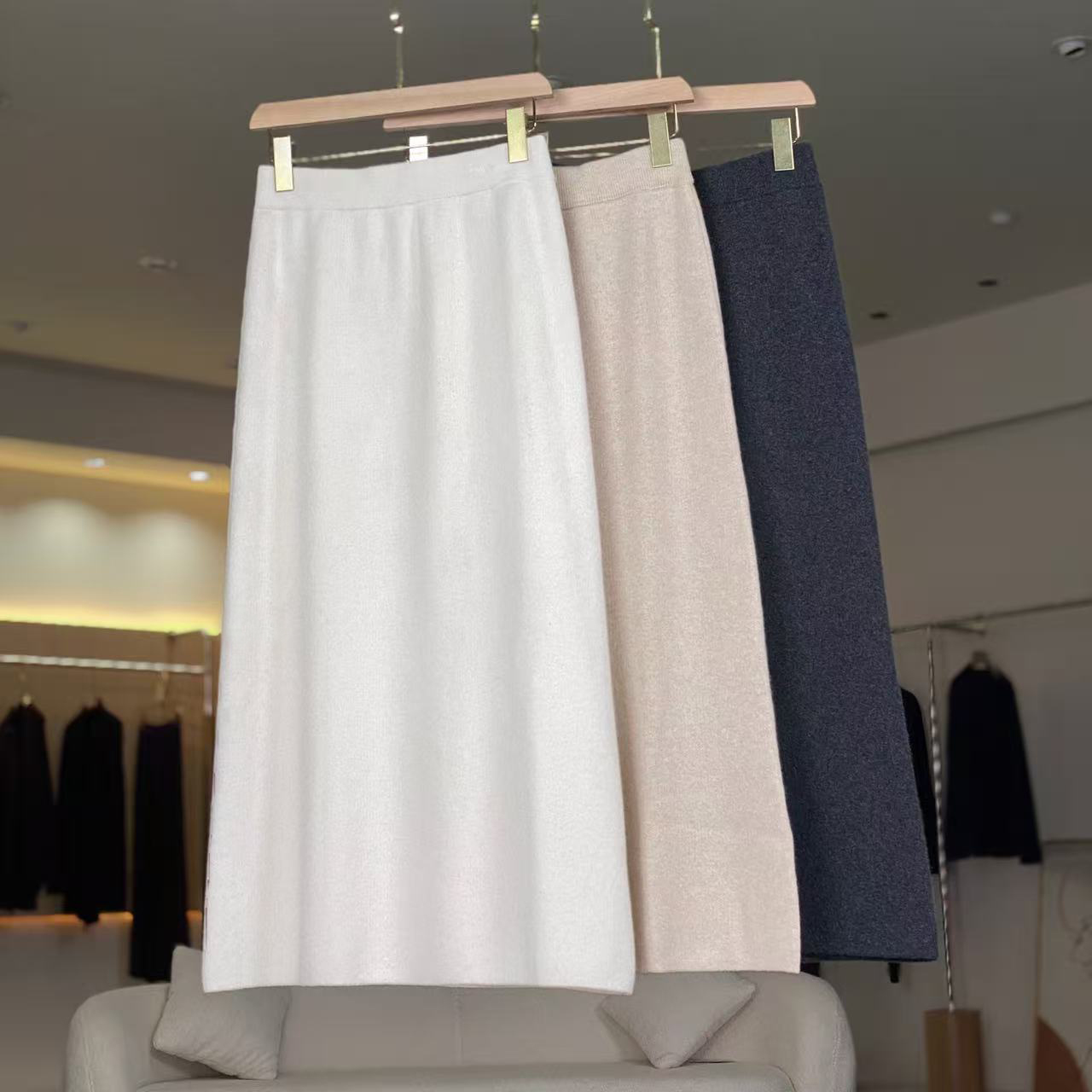 MeraxMer重磅100%山羊绒针织半身裙·冬季显瘦气质中长裙羊绒裙