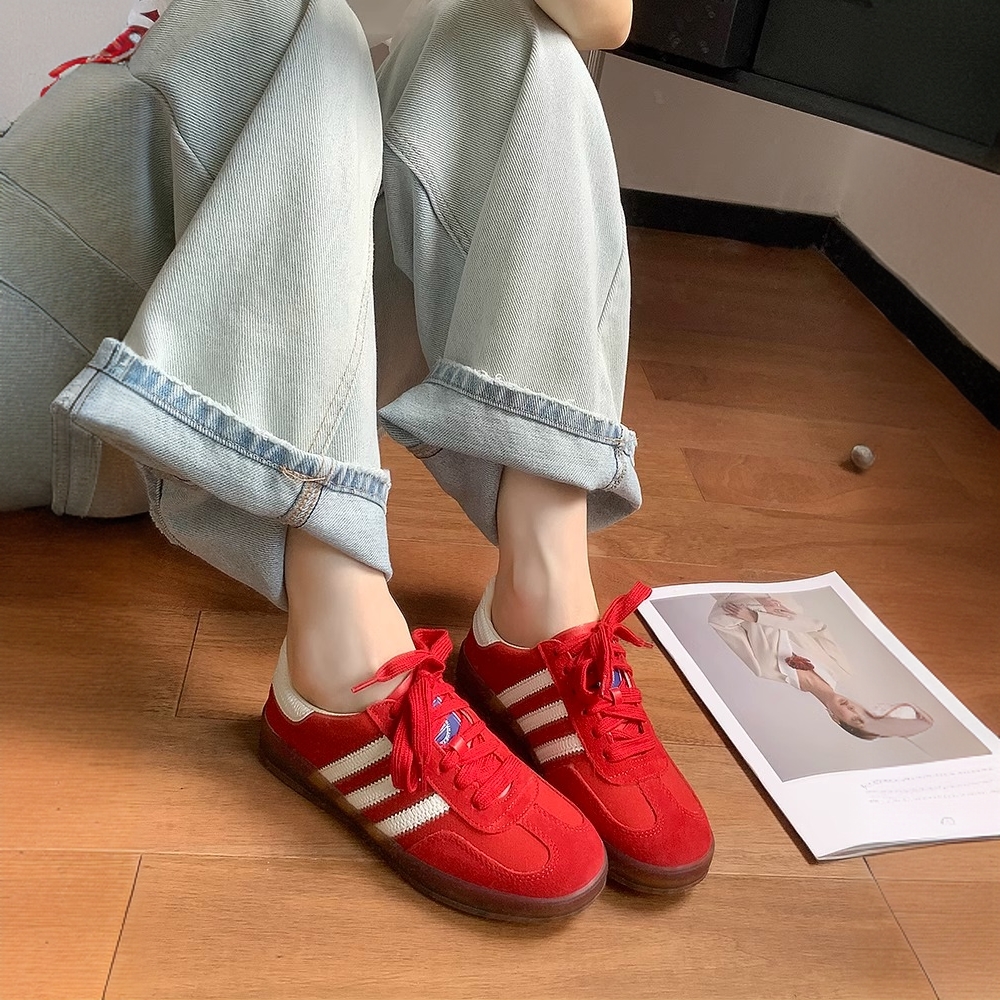 爆款内增高小个子红色德训鞋女鞋美拉德风运动板鞋黄色复古阿甘鞋