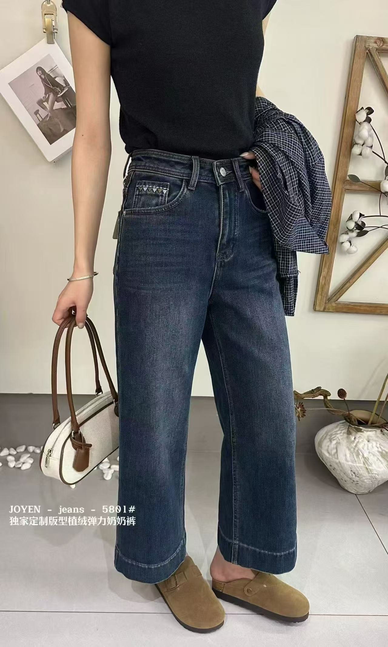 5801时尚刺绣加绒巨显瘦版型牛仔裤