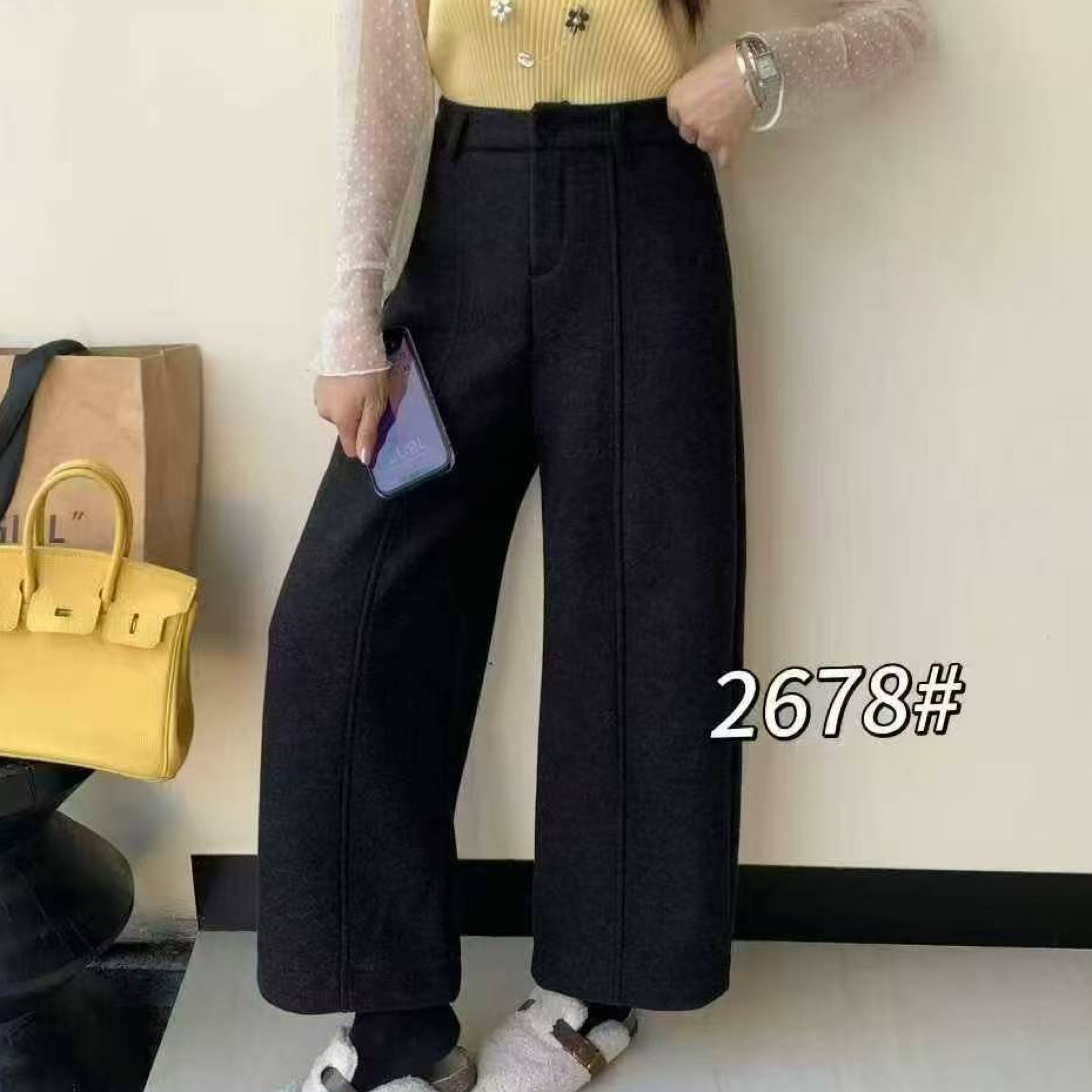 2678冬新款加厚休闲弯刀裤显瘦垂感百搭长裤