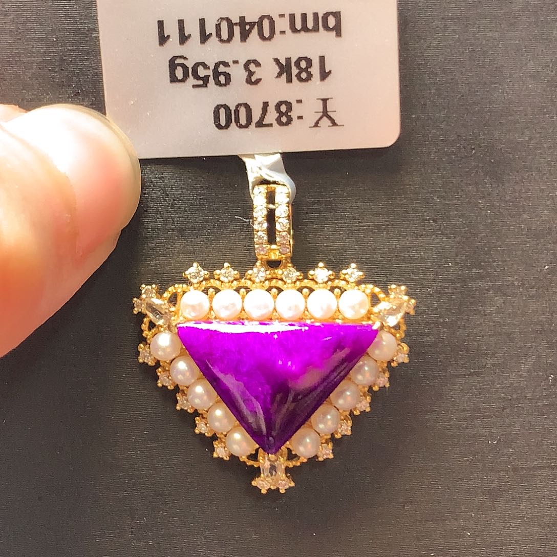 18K金镶嵌苏纪石（舒俱来）吊坠