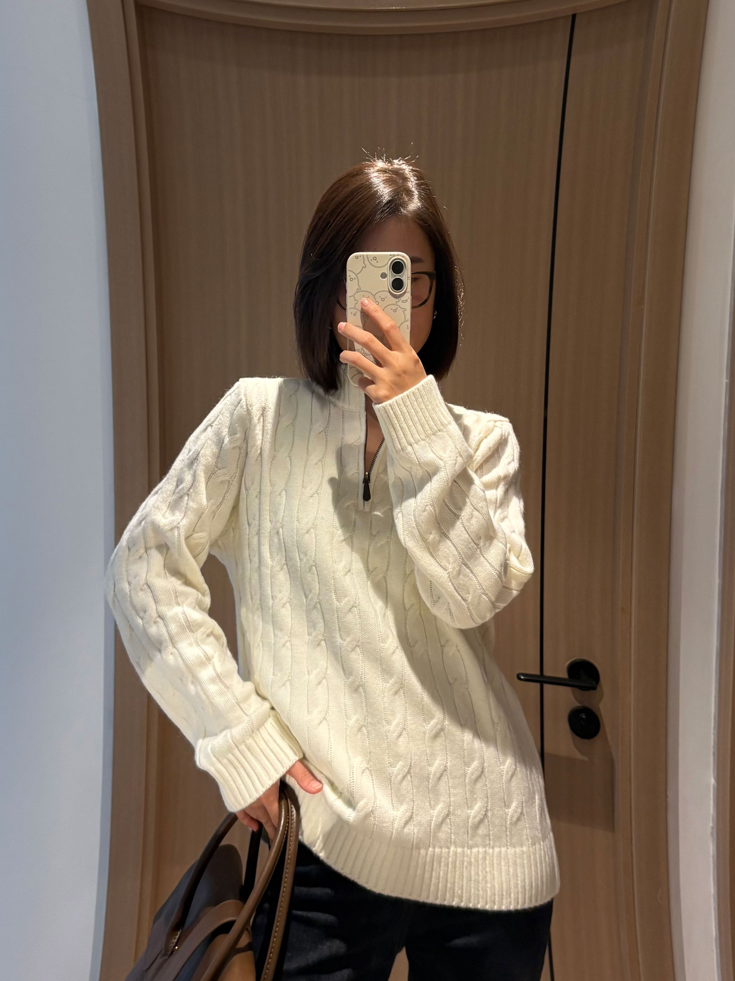 【小马外贸工厂】半拉链羊毛小马刺绣长袖套头毛衣男女同款