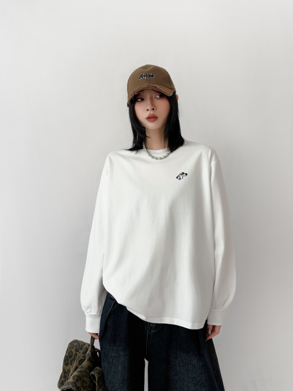 兔子纸袋[旋风小狗]250克双纱全棉水洗圆领长袖打底t恤09093