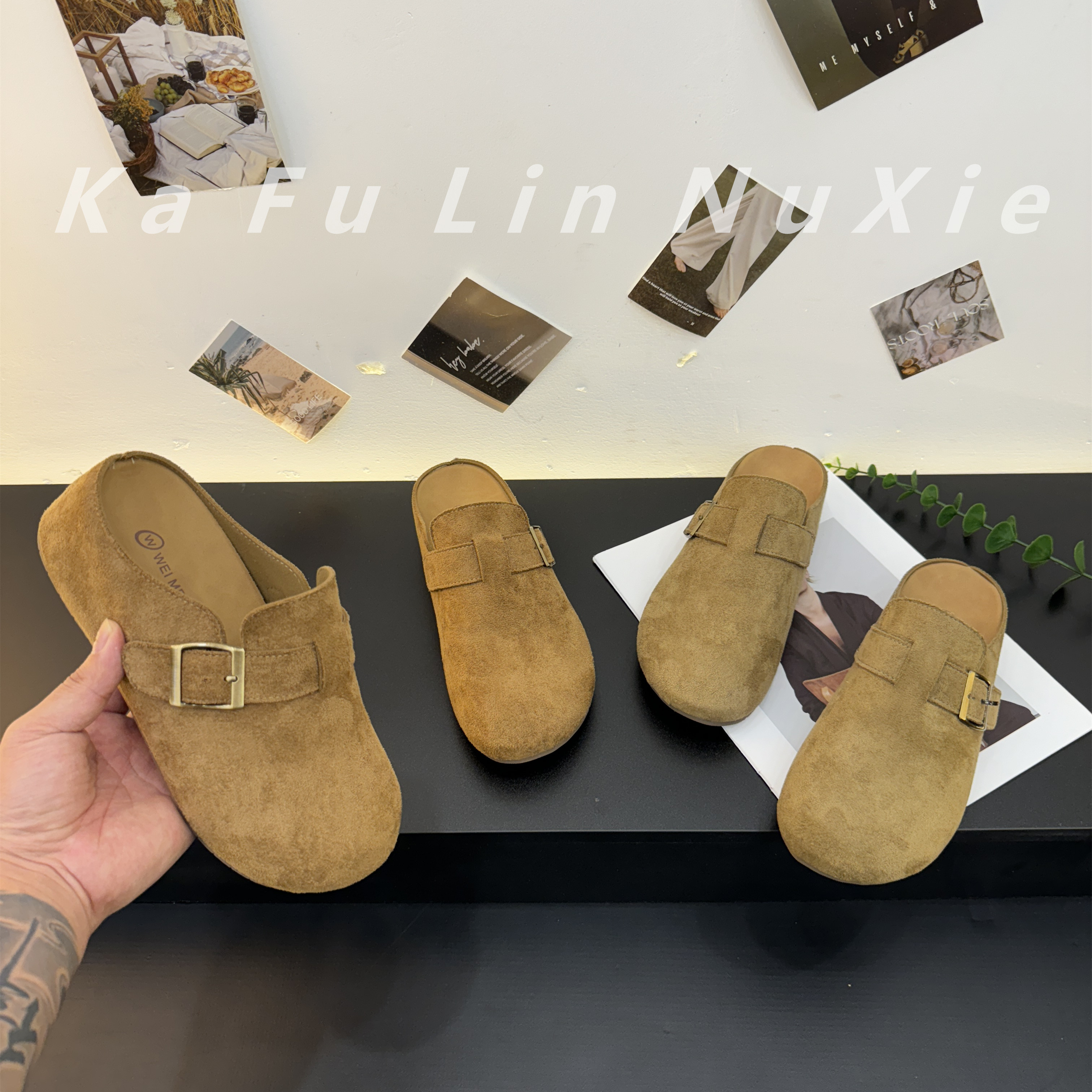 【卡芙琳shoes】2025秋季新款网红法式厚底包头拖ins时尚内增高5CM