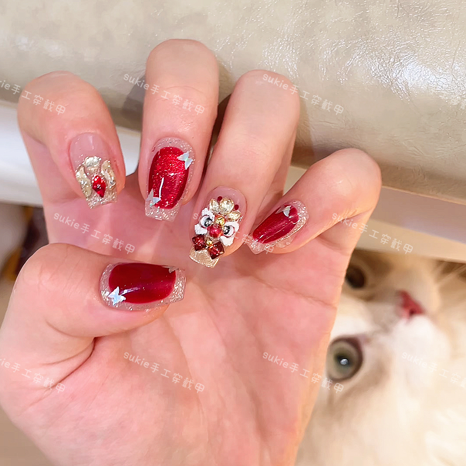 【恭喜醒狮 】冬季温柔款设计穿戴甲温柔纯手工气质纯欲ins风