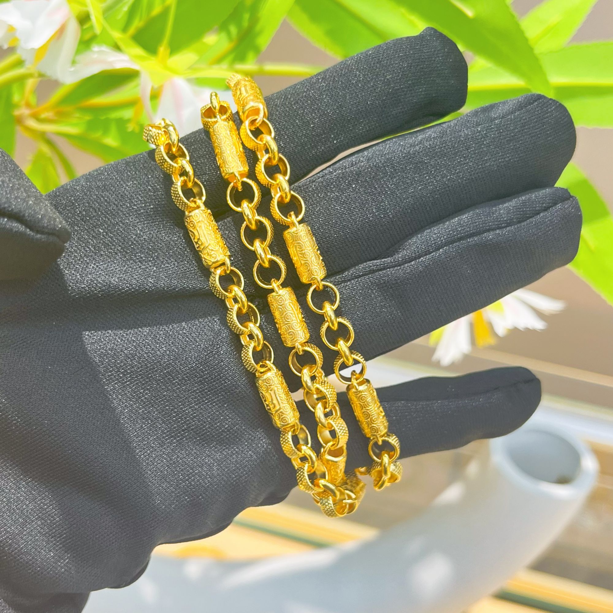 链子足银 足银 男士龙头项链260989男款中古金色经典潮流