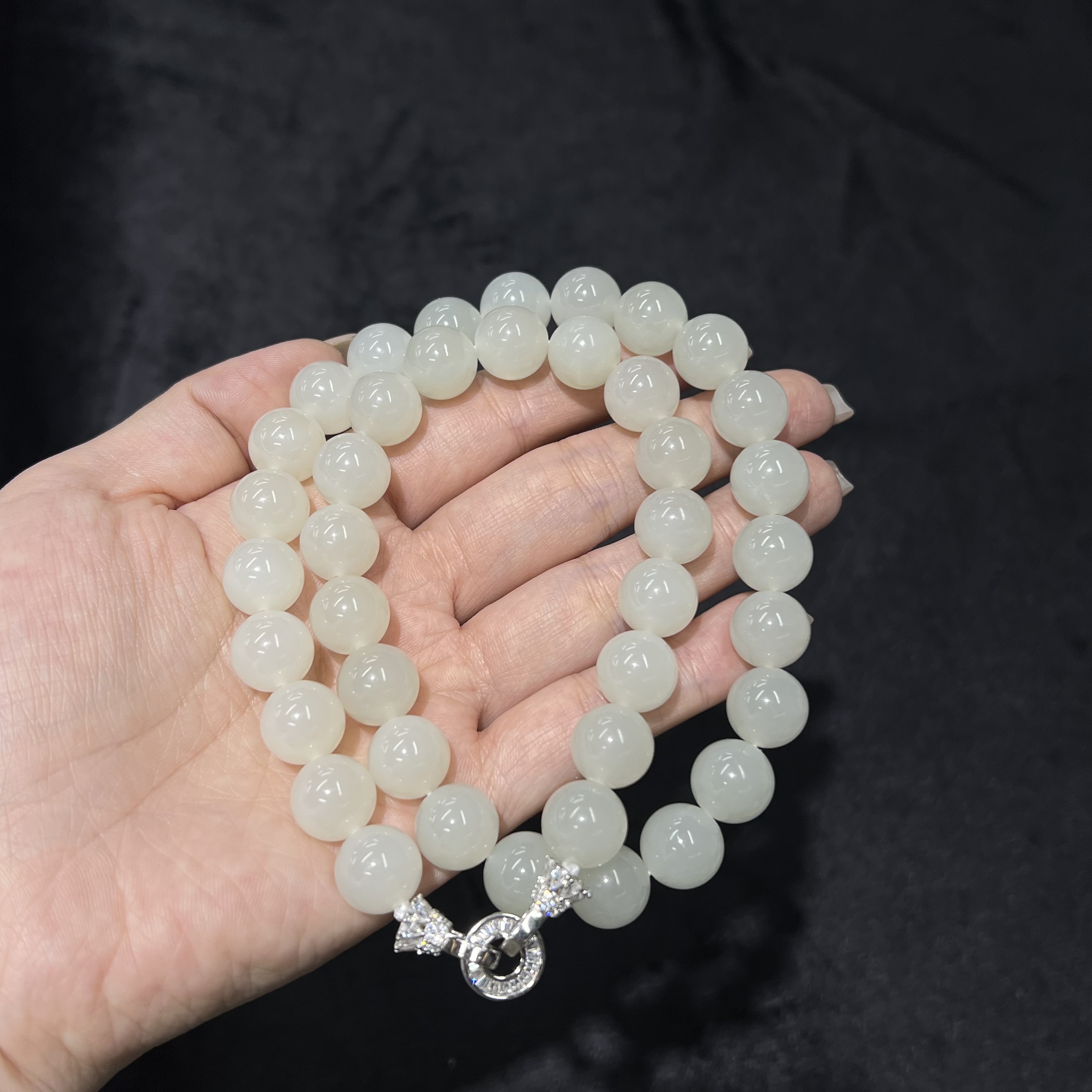 【睿泽鉴宝】S925和田玉白玉项链多样性发一 12mm JJY2254