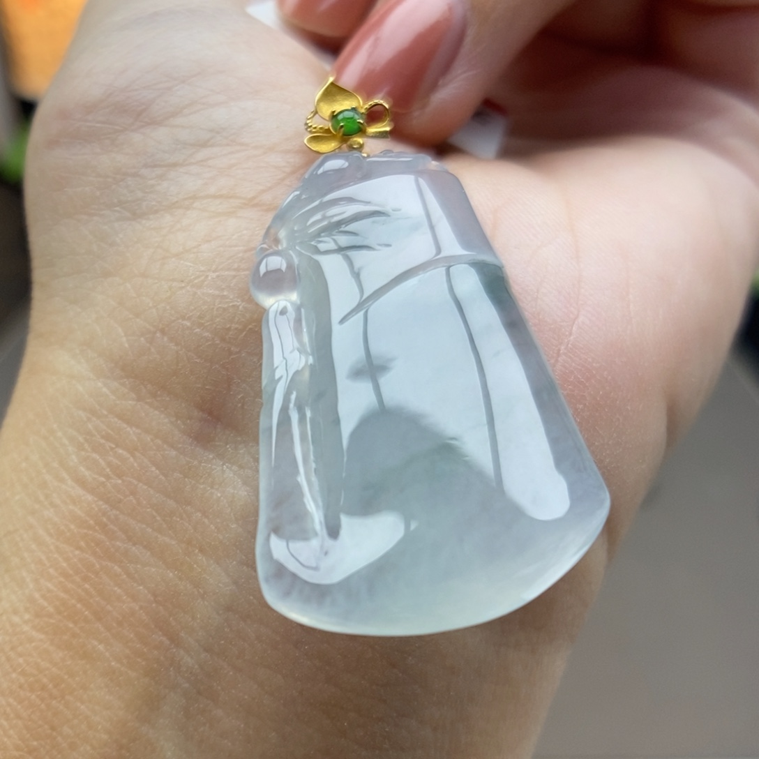 翡翠18K金镶嵌颈饰吊坠27