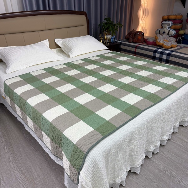 1.4*2米双面纯棉斜纹夹棉床盖绗缝被隔脏垫沙发垫飘窗加密可机洗