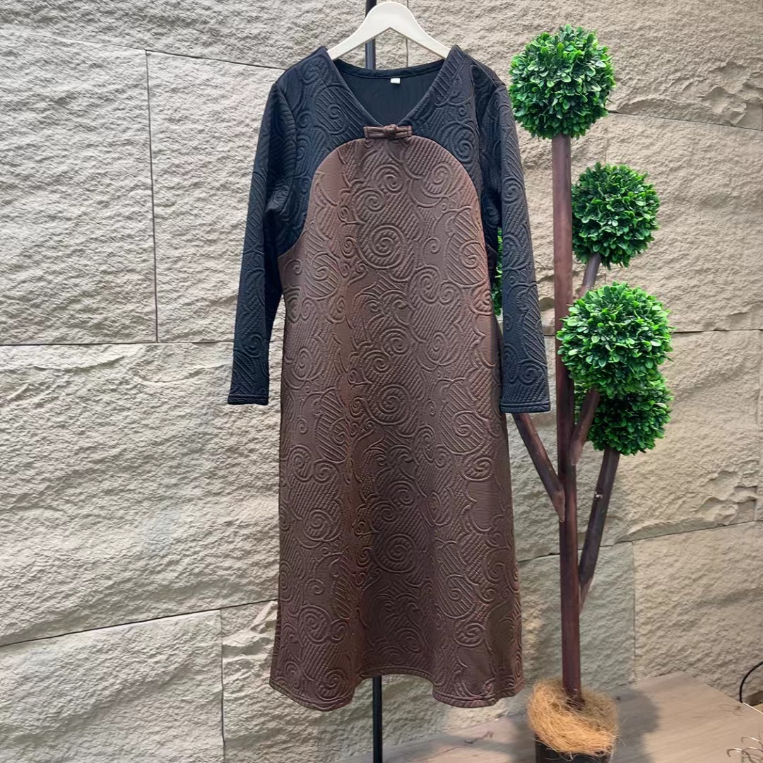 6984新款秋冬加厚休闲百搭优雅气质长袖连衣裙