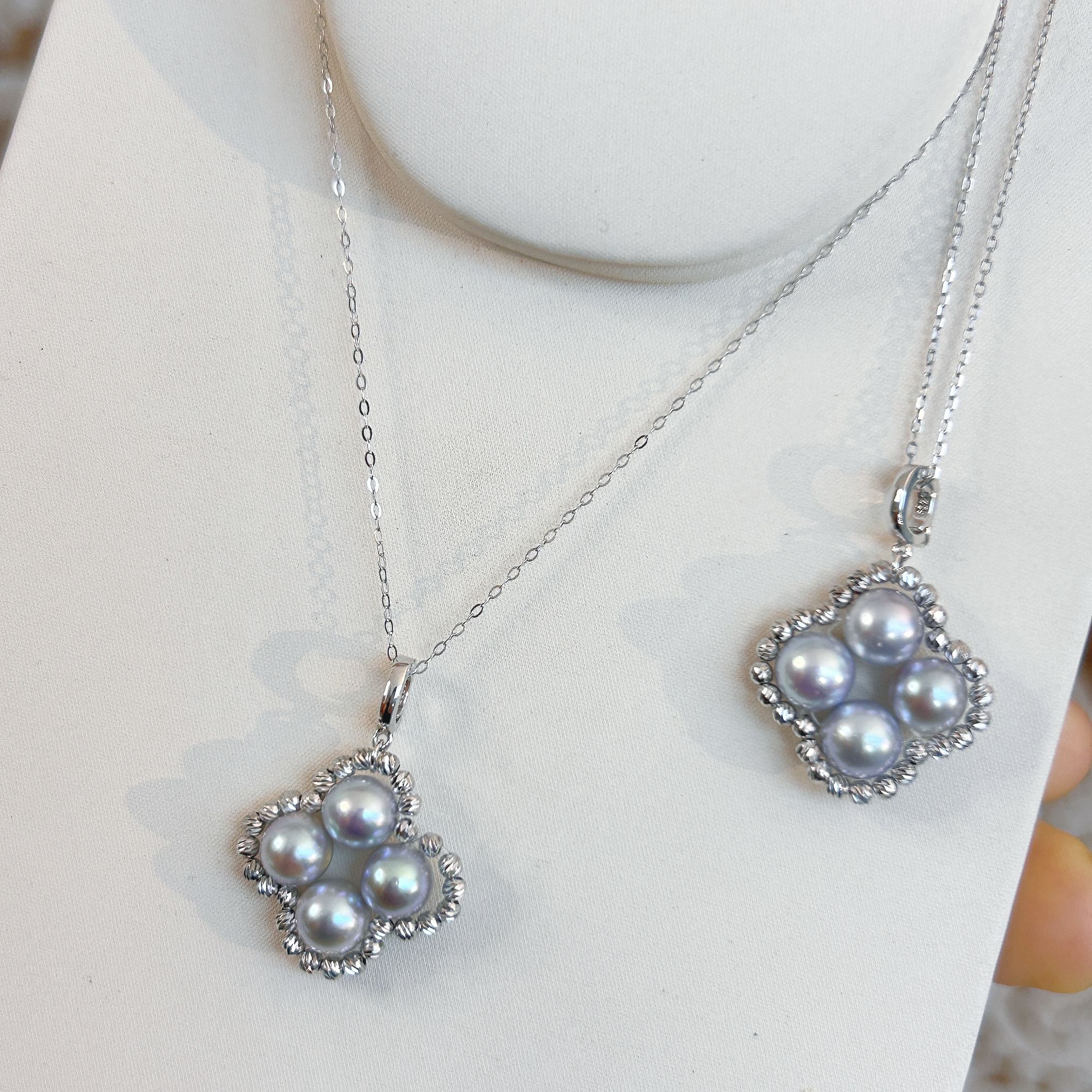 海水珍珠真多麻四叶草万能扣 6-7mmS925银 LD054（多样性发一）赠链