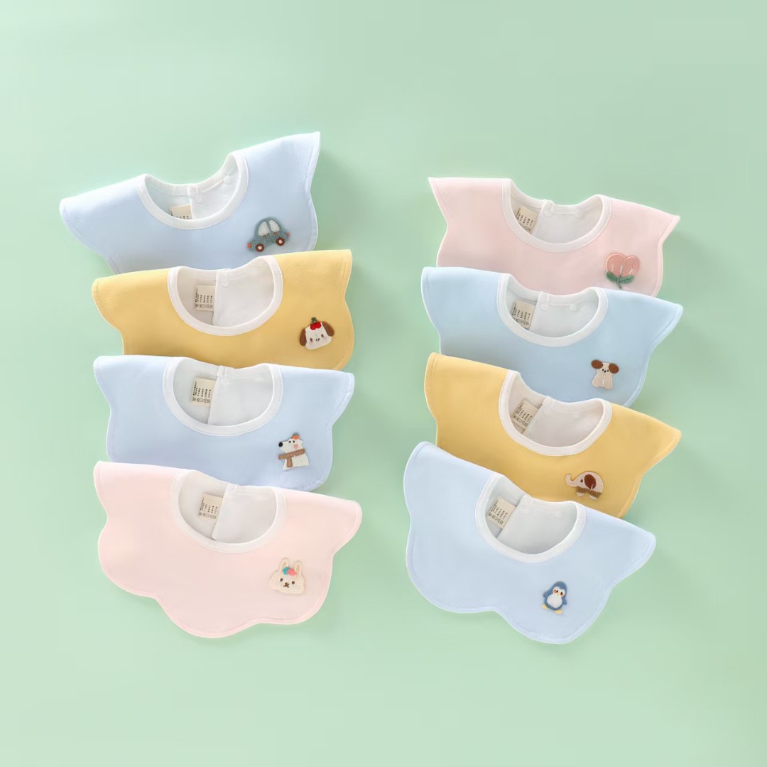 婴幼儿100棉围兜防水围嘴新生儿防吐奶口水巾防水男女宝四季通用