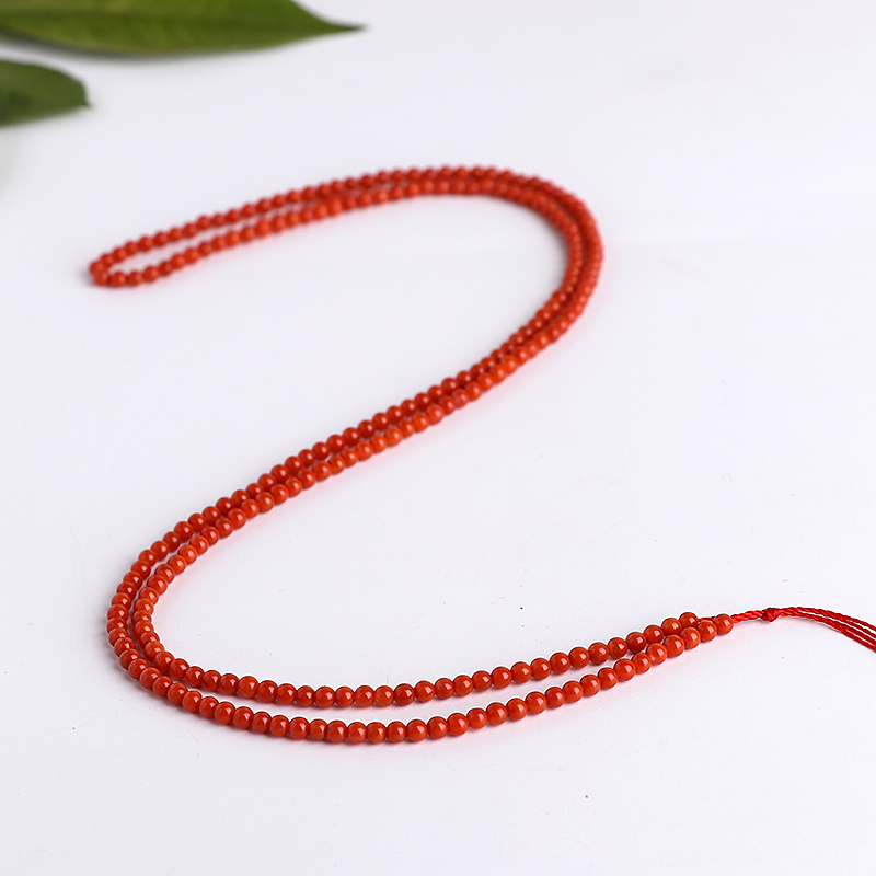 天然南红玛瑙3mm圆珠项链柿子红多圈手链小米珠男女吊坠挂绳配饰
