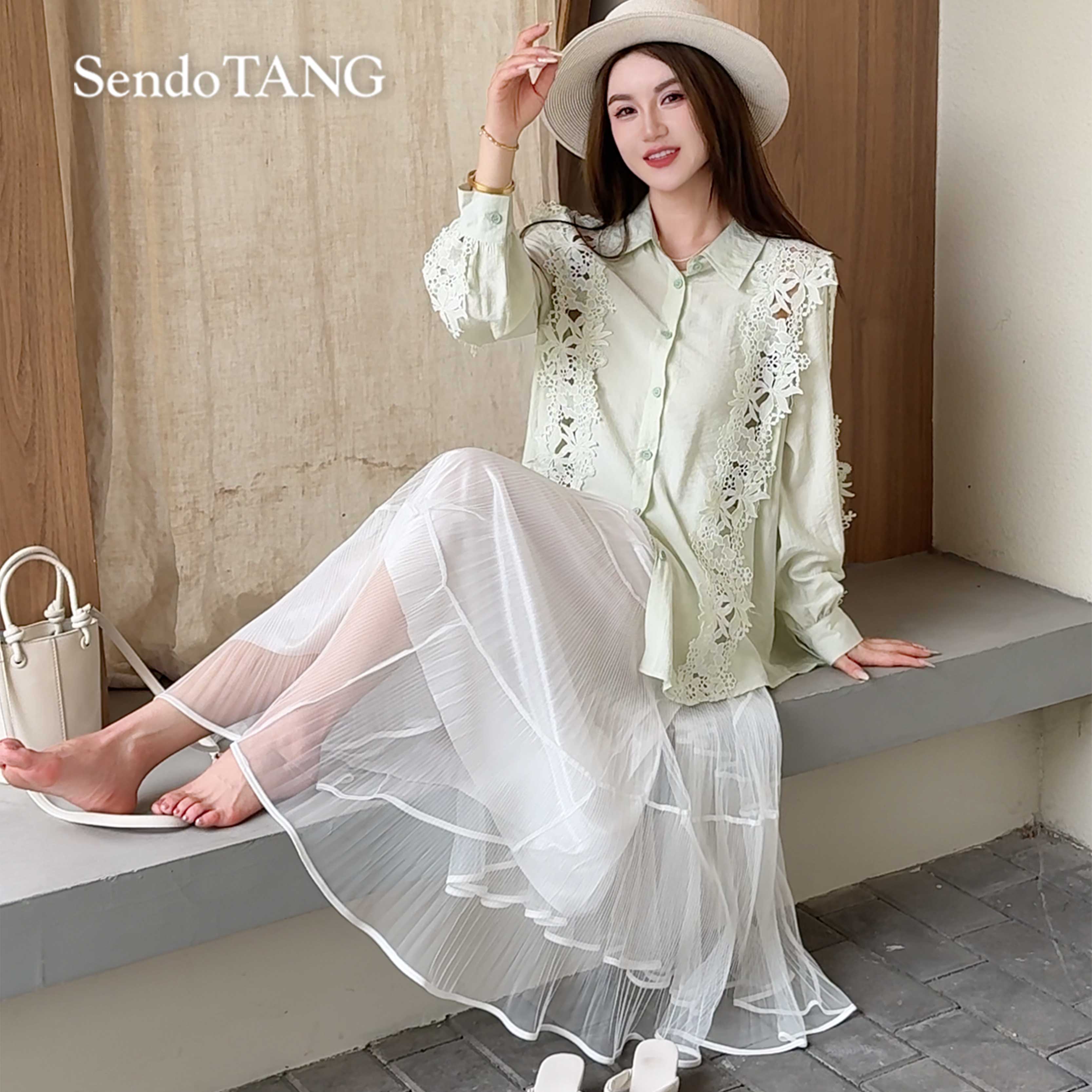 绝美上衣【芍红】胖多女装春款新款时尚气质高级感百搭长袖衬衫