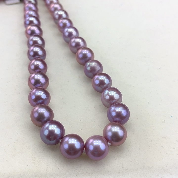 淡水珍珠颈饰银S925镶嵌卡10.11极光炫彩紫色高品